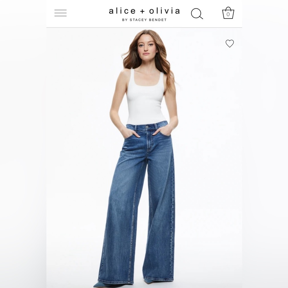 Alice + olivia TRISH MID RISE BAGGY JEAN size 28